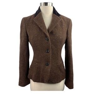 Vintage Ralph Lauren Black Label Coat blazer sz 4 Womens Wool cashmere brown twe